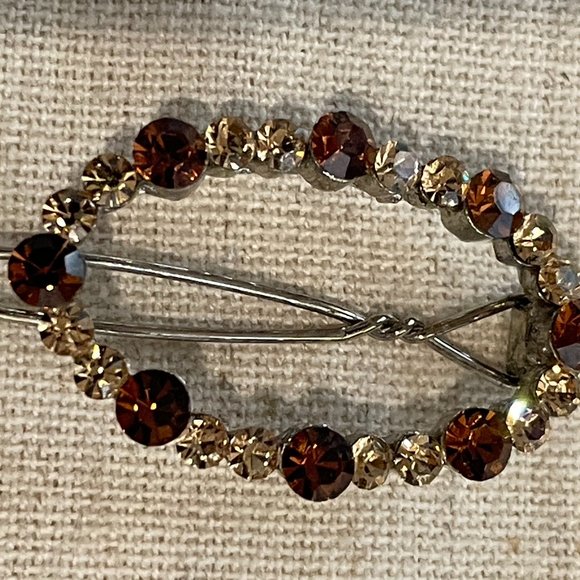 Topaz Color Oval Hair Clips with Rhinestones main image 4